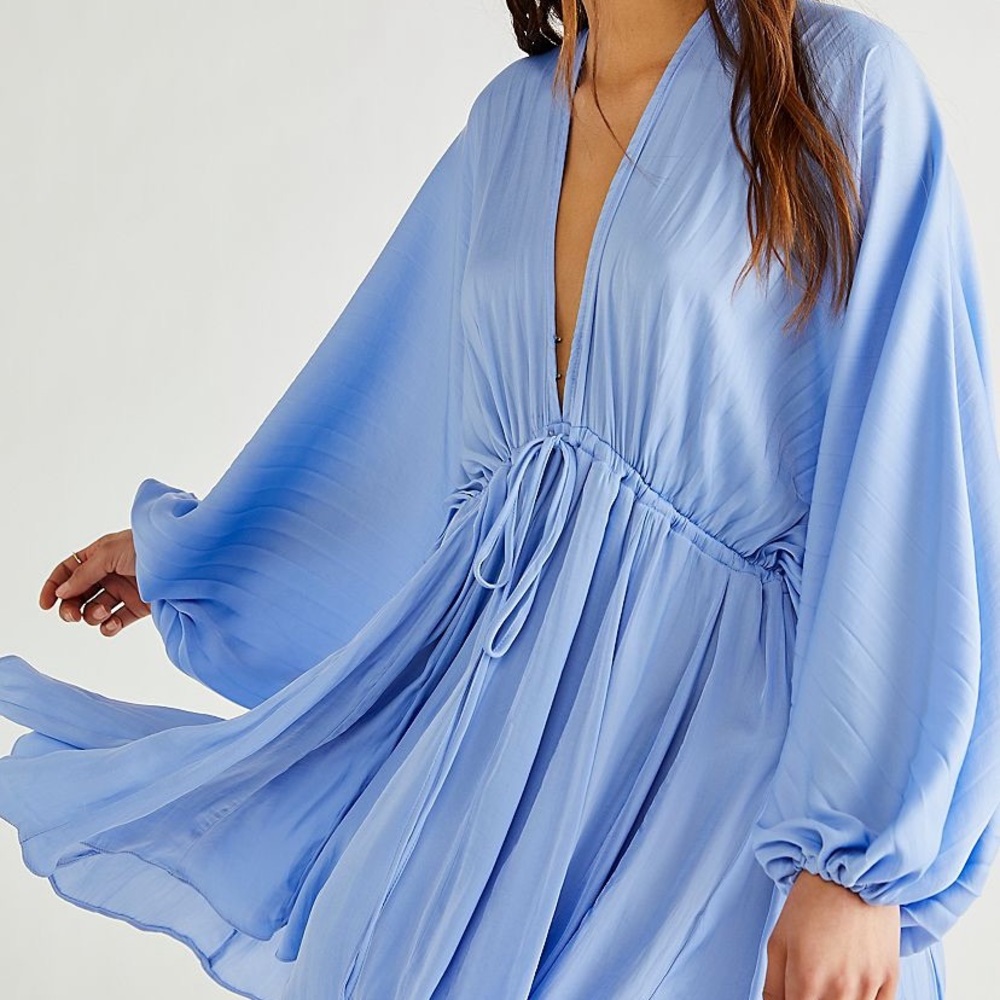 Free People Arzel Pleated Mini Dress - Periwinkle / Light Blue